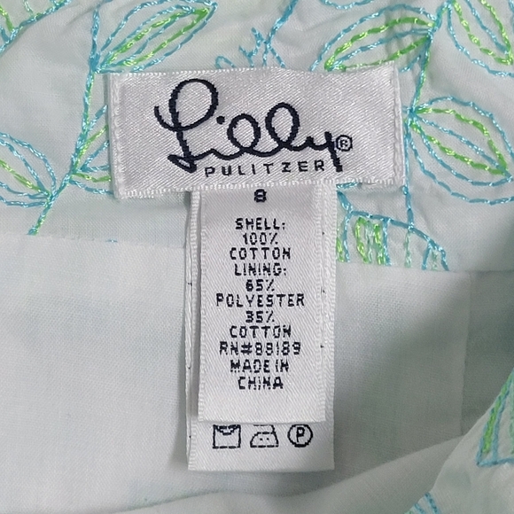 Lilly Pulitzer White Blue Green Embroidered Willa Halter Dress. - Picture 7 of 10